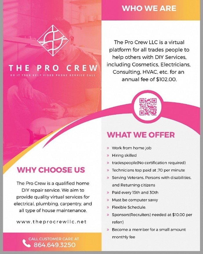 The Pro Crew LLC,  is a virtual consulting site for professionals to display talents in all areas . We are searching for Cosmetologist,  Barbers, Esteticians, Make-up Artist and more.